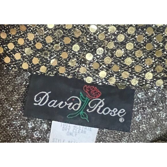 Vintage David Rose Gold Metallic Open Blazer Jacket Made in USA L - Picture 4 of 10